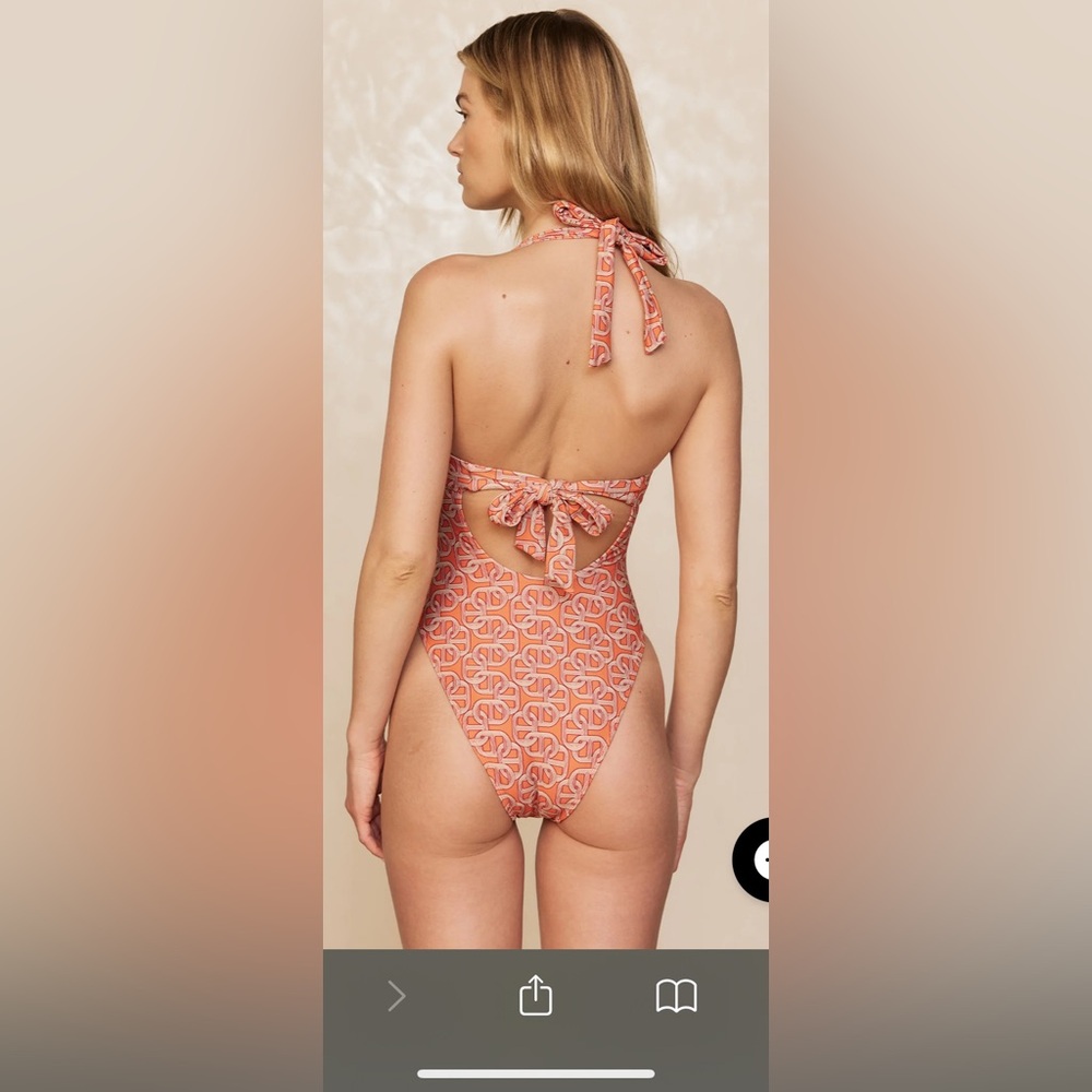 Monday Swimwear -Orange Patterned One Piece Swimsuit - Picture 7 of 7